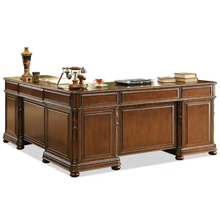 Large Cherry L Desk and Return